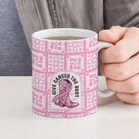 Give Cancer The Boot Pink Cowgirl Ceramic Mug Hawaiian Paniolo Mixed Quilt Pattern Style LT9 - Polynesian Pride