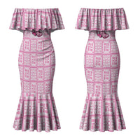 Give Cancer The Boot Pink Cowgirl Couples Matching Mermaid Dress and Long Sleeve Button Shirt Hawaiian Paniolo Mixed Quilt Pattern Style LT9 - Polynesian Pride