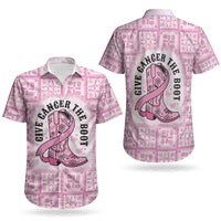 Give Cancer The Boot Pink Cowgirl Couples Matching Puletasi and Hawaiian Shirt Hawaiian Paniolo Mixed Quilt Pattern Style LT9 - Polynesian Pride