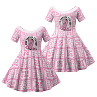 Give Cancer The Boot Pink Cowgirl Family Matching Long Sleeve Bodycon Dress and Hawaiian Shirt Hawaiian Paniolo Mixed Quilt Pattern Style LT9 Daughter's Dress Pink - Polynesian Pride