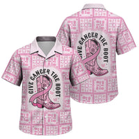 Give Cancer The Boot Pink Cowgirl Family Matching Long Sleeve Bodycon Dress and Hawaiian Shirt Hawaiian Paniolo Mixed Quilt Pattern Style LT9 Son's Shirt Pink - Polynesian Pride