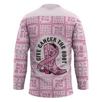 Give Cancer The Boot Pink Cowgirl Hockey Jersey Hawaiian Paniolo Mixed Quilt Pattern Style LT9 - Polynesian Pride