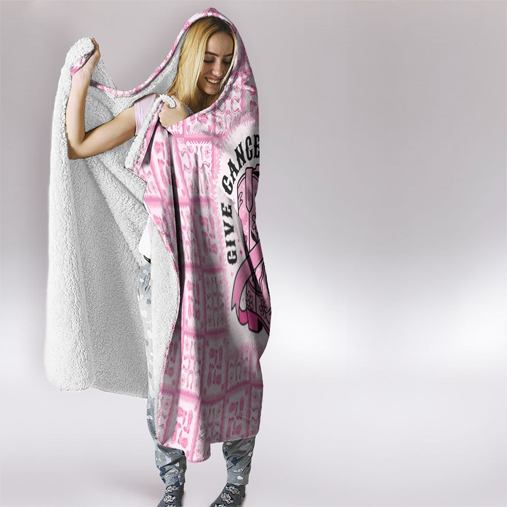 Give Cancer The Boot Pink Cowgirl Hooded Blanket Hawaiian Paniolo Mixed Quilt Pattern Style LT9 - Polynesian Pride