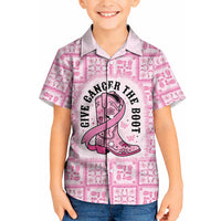 Give Cancer The Boot Pink Cowgirl Kid Hawaiian Shirt Hawaiian Paniolo Mixed Quilt Pattern Style LT9 Kid Pink - Polynesian Pride