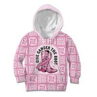 Give Cancer The Boot Pink Cowgirl Kid Hoodie Hawaiian Paniolo Mixed Quilt Pattern Style LT9 Hoodie Pink - Polynesian Pride