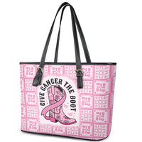 Give Cancer The Boot Pink Cowgirl Leather Tote Bag Hawaiian Paniolo Mixed Quilt Pattern Style LT9 - Polynesian Pride