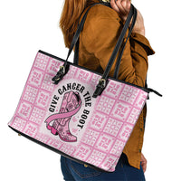 Give Cancer The Boot Pink Cowgirl Leather Tote Bag Hawaiian Paniolo Mixed Quilt Pattern Style LT9 - Polynesian Pride