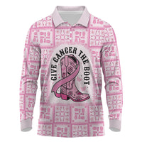 Give Cancer The Boot Pink Cowgirl Long Sleeve Polo Shirt Hawaiian Paniolo Mixed Quilt Pattern Style LT9 Pink - Polynesian Pride