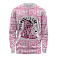 Give Cancer The Boot Pink Cowgirl Long Sleeve Shirt Hawaiian Paniolo Mixed Quilt Pattern Style LT9 Unisex Pink - Polynesian Pride