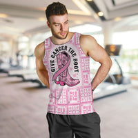 Give Cancer The Boot Pink Cowgirl Men Tank Top Hawaiian Paniolo Mixed Quilt Pattern Style LT9 Pink - Polynesian Pride