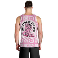 Give Cancer The Boot Pink Cowgirl Men Tank Top Hawaiian Paniolo Mixed Quilt Pattern Style LT9 - Polynesian Pride