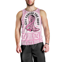 Give Cancer The Boot Pink Cowgirl Men Tank Top Hawaiian Paniolo Mixed Quilt Pattern Style LT9 - Polynesian Pride