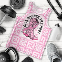 Give Cancer The Boot Pink Cowgirl Men Tank Top Hawaiian Paniolo Mixed Quilt Pattern Style LT9 - Polynesian Pride