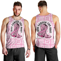 Give Cancer The Boot Pink Cowgirl Men Tank Top Hawaiian Paniolo Mixed Quilt Pattern Style LT9 - Polynesian Pride