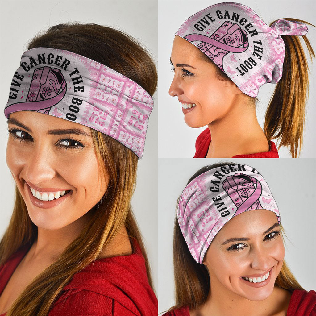 Give Cancer The Boot Pink Cowgirl Neck Gaiter Hawaiian Paniolo Mixed Quilt Pattern Style LT9 - Polynesian Pride