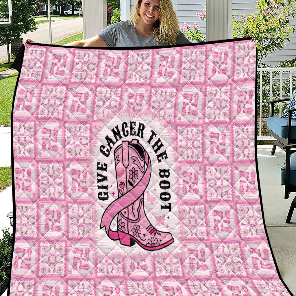 Give Cancer The Boot Pink Cowgirl Quilt Hawaiian Paniolo Mixed Quilt Pattern Style