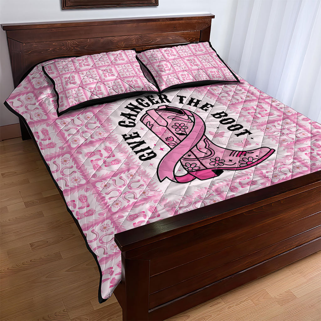 Give Cancer The Boot Pink Cowgirl Quilt Bed Set Hawaiian Paniolo Mixed Quilt Pattern Style LT9 - Polynesian Pride