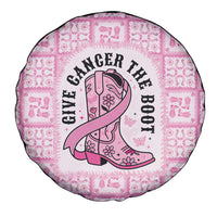 Give Cancer The Boot Pink Cowgirl Spare Tire Cover Hawaiian Paniolo Mixed Quilt Pattern Style LT9 - Polynesian Pride