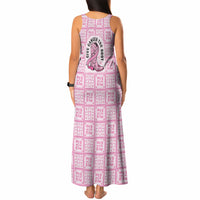 Give Cancer The Boot Pink Cowgirl Tank Maxi Dress Hawaiian Paniolo Mixed Quilt Pattern Style LT9 - Polynesian Pride