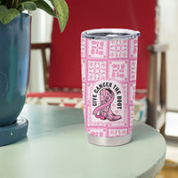 Give Cancer The Boot Pink Cowgirl Tumbler Cup Hawaiian Paniolo Mixed Quilt Pattern Style LT9 - Polynesian Pride