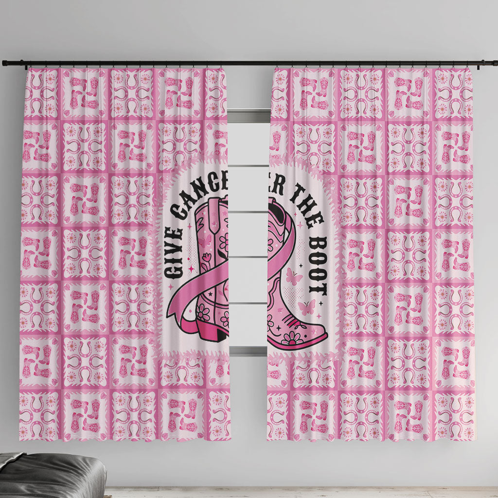 Give Cancer The Boot Pink Cowgirl Window Curtain Hawaiian Paniolo Mixed Quilt Pattern Style