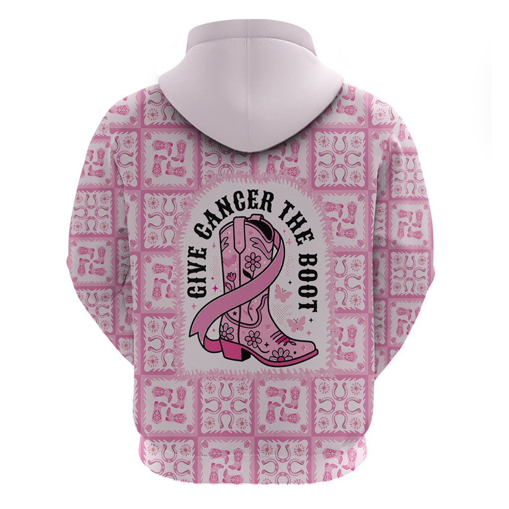 Give Cancer The Boot Pink Cowgirl Zip Hoodie Hawaiian Paniolo Mixed Quilt Pattern Style LT9 - Polynesian Pride