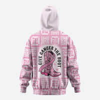 Give Cancer The Boot Pink Cowgirl Zip Hoodie Hawaiian Paniolo Mixed Quilt Pattern Style LT9 - Polynesian Pride