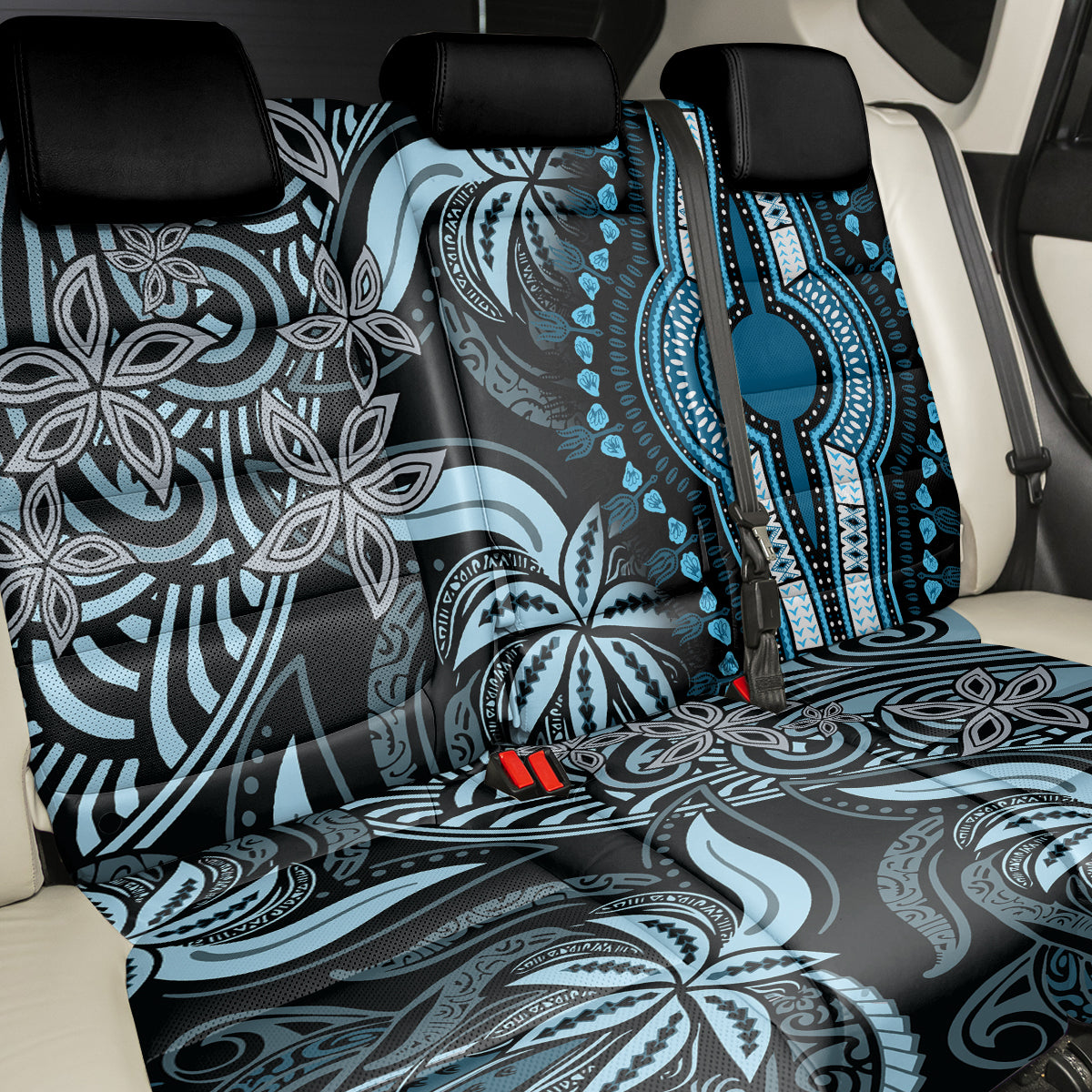 Polynesia Dashiki Back Car Seat Cover Polynesia and Africa Traditional Special Together Blue