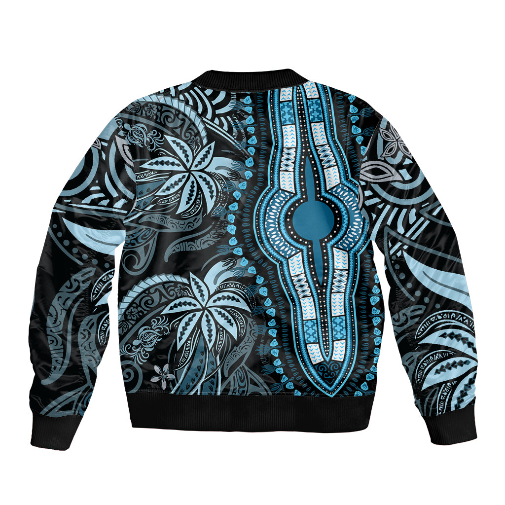 Polynesia Dashiki Bomber Jacket Polynesia and Africa Traditional Special Together Blue LT9 - Polynesian Pride
