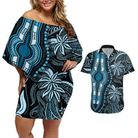 Polynesia Dashiki Couples Matching Off Shoulder Short Dress and Hawaiian Shirt Polynesia and Africa Traditional Special Together Blue LT9 Blue - Polynesian Pride