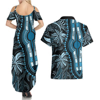 Polynesia Dashiki Couples Matching Summer Maxi Dress and Hawaiian Shirt Polynesia and Africa Traditional Special Together Blue LT9 - Polynesian Pride