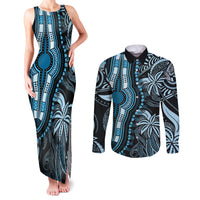 Polynesia Dashiki Couples Matching Tank Maxi Dress and Long Sleeve Button Shirts Polynesia and Africa Traditional Special Together Blue LT9 Blue - Polynesian Pride