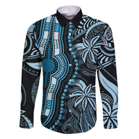 Polynesia Dashiki Family Matching Summer Maxi Dress and Hawaiian Shirt Polynesia and Africa Traditional Special Together Blue LT9 Dad's Shirt - Long Sleeve Blue - Polynesian Pride