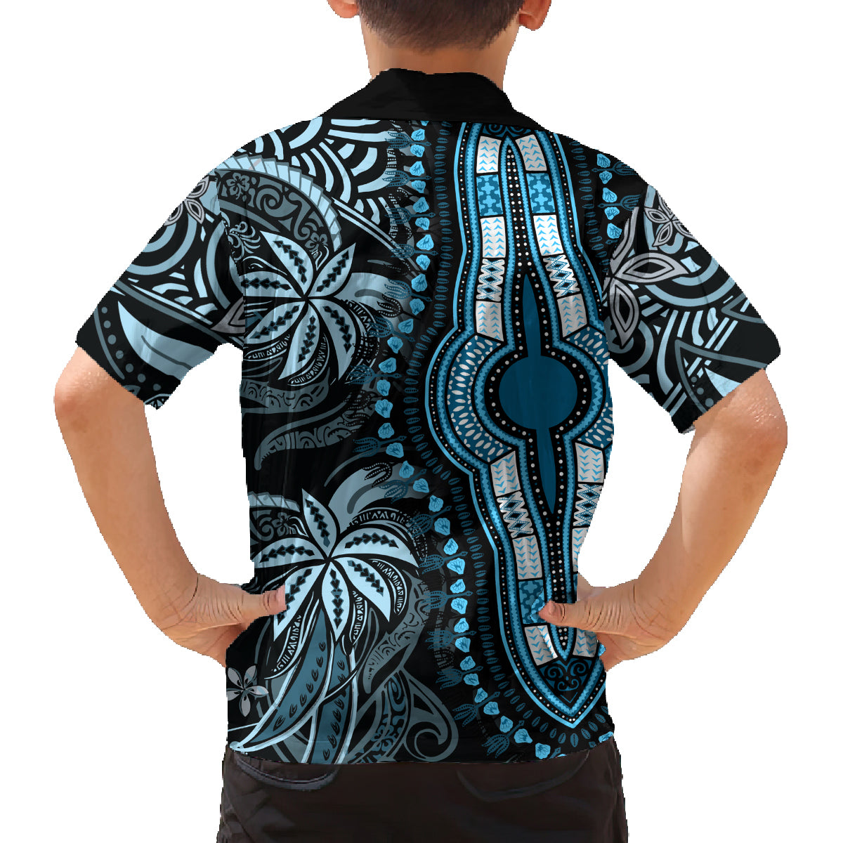 polynesia-dashiki-family-matching-tank-maxi-dress-and-hawaiian-shirt-polynesia-and-africa-traditional-special-together-blue
