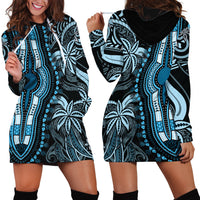 Polynesia Dashiki Hoodie Dress Polynesia and Africa Traditional Special Together Blue LT9 - Polynesian Pride