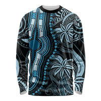 Polynesia Dashiki Long Sleeve Shirt Polynesia and Africa Traditional Special Together Blue LT9 Unisex Blue - Polynesian Pride