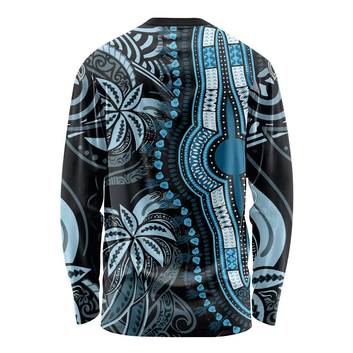 Polynesia Dashiki Long Sleeve Shirt Polynesia and Africa Traditional Special Together Blue LT9 - Polynesian Pride