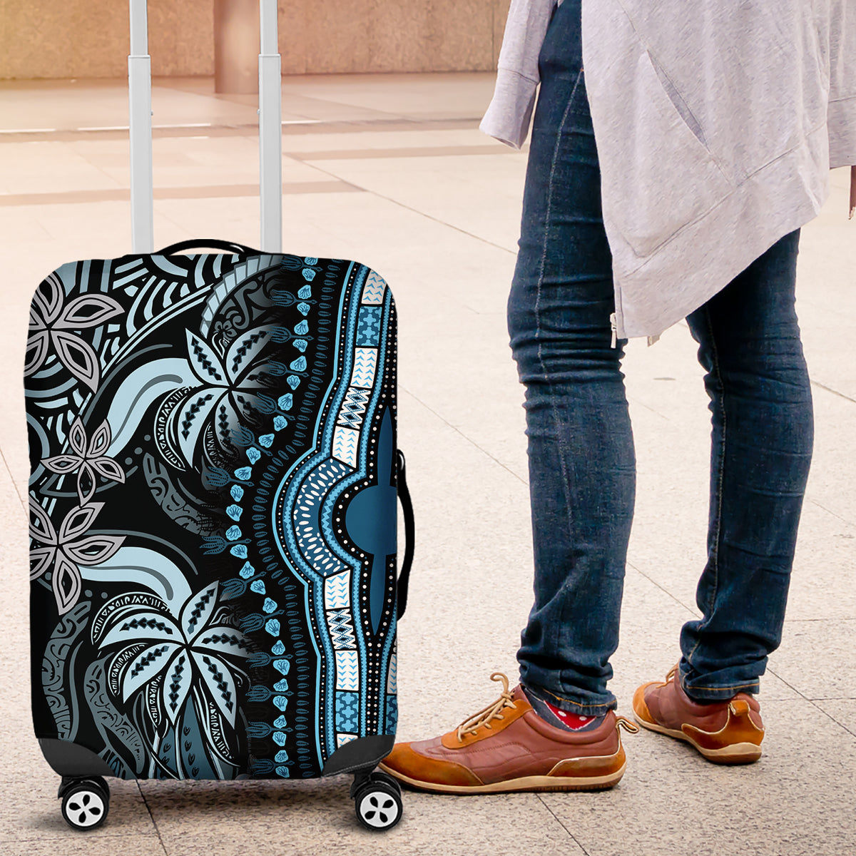 Polynesia Dashiki Luggage Cover Polynesia and Africa Traditional Special Together Blue LT9 Blue - Polynesian Pride
