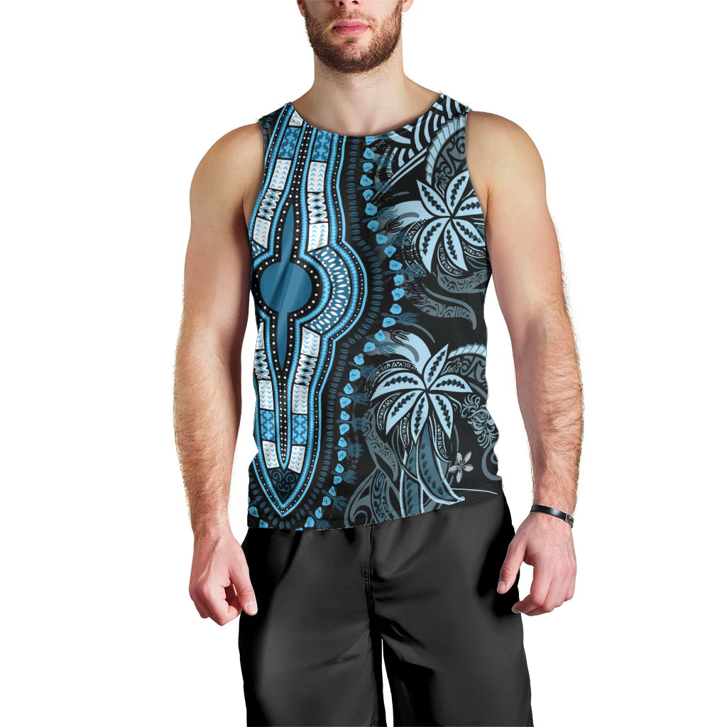 Polynesia Dashiki Men Tank Top Polynesia and Africa Traditional Special Together Blue LT9 - Polynesian Pride