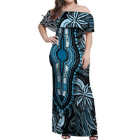 Polynesia Dashiki Off Shoulder Maxi Dress Polynesia and Africa Traditional Special Together Blue LT9 Women Blue - Polynesian Pride
