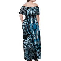 Polynesia Dashiki Off Shoulder Maxi Dress Polynesia and Africa Traditional Special Together Blue LT9 - Polynesian Pride