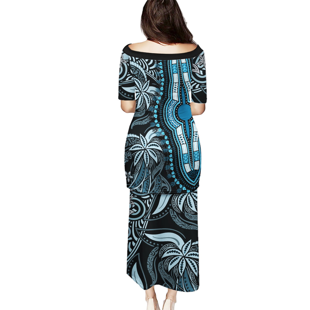 Polynesia Dashiki Puletasi Polynesia and Africa Traditional Special Together Blue LT9 - Polynesian Pride