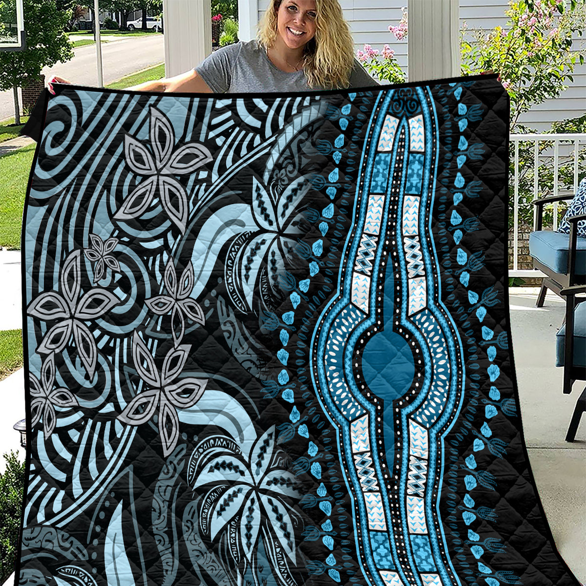 Polynesia Dashiki Quilt Polynesia and Africa Traditional Special Together Blue LT9 Blue - Polynesian Pride