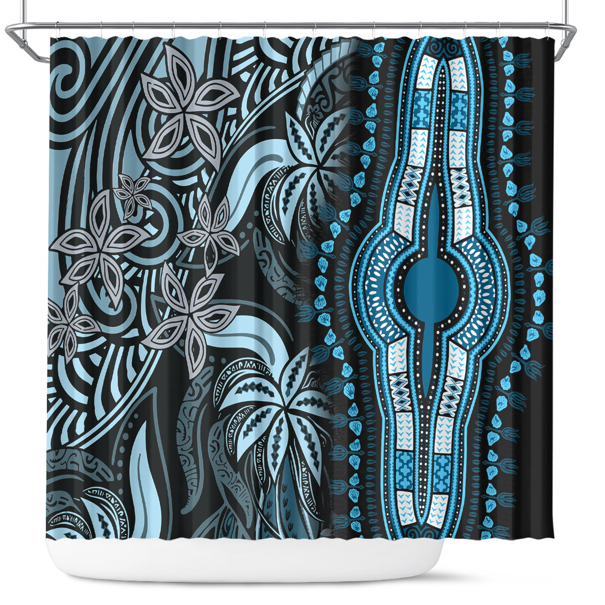 Polynesia Dashiki Shower Curtain Polynesia and Africa Traditional Special Together Blue LT9 Blue - Polynesian Pride