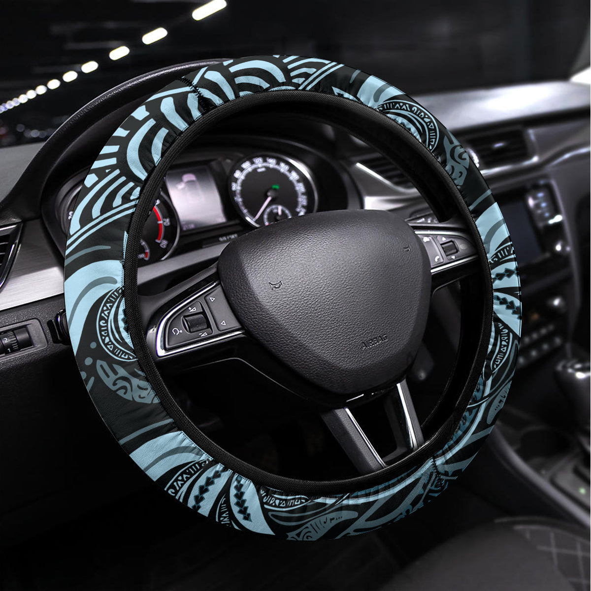 Polynesia Dashiki Steering Wheel Cover Polynesia and Africa Traditional Special Together Blue LT9 Universal Fit Blue - Polynesian Pride