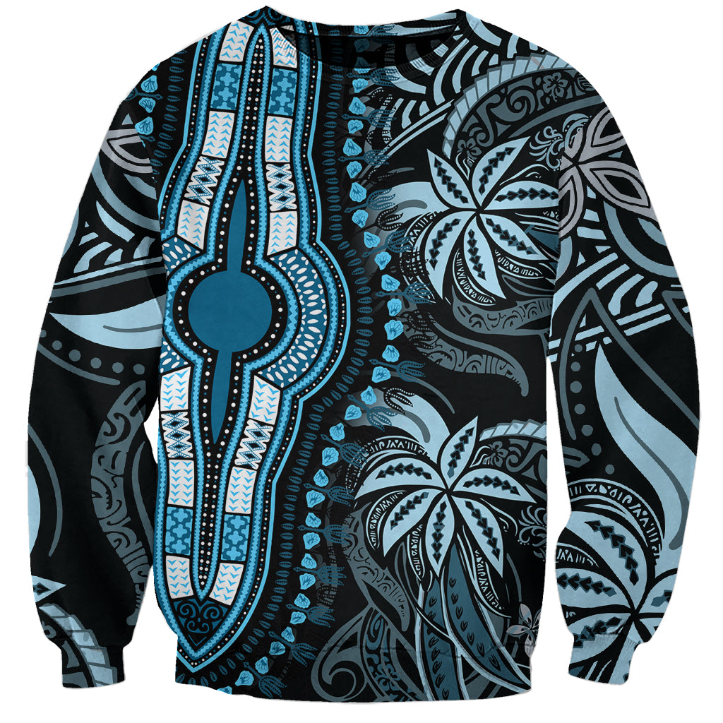 Polynesia Dashiki Sweatshirt Polynesia and Africa Traditional Special Together Blue LT9 Unisex Blue - Polynesian Pride