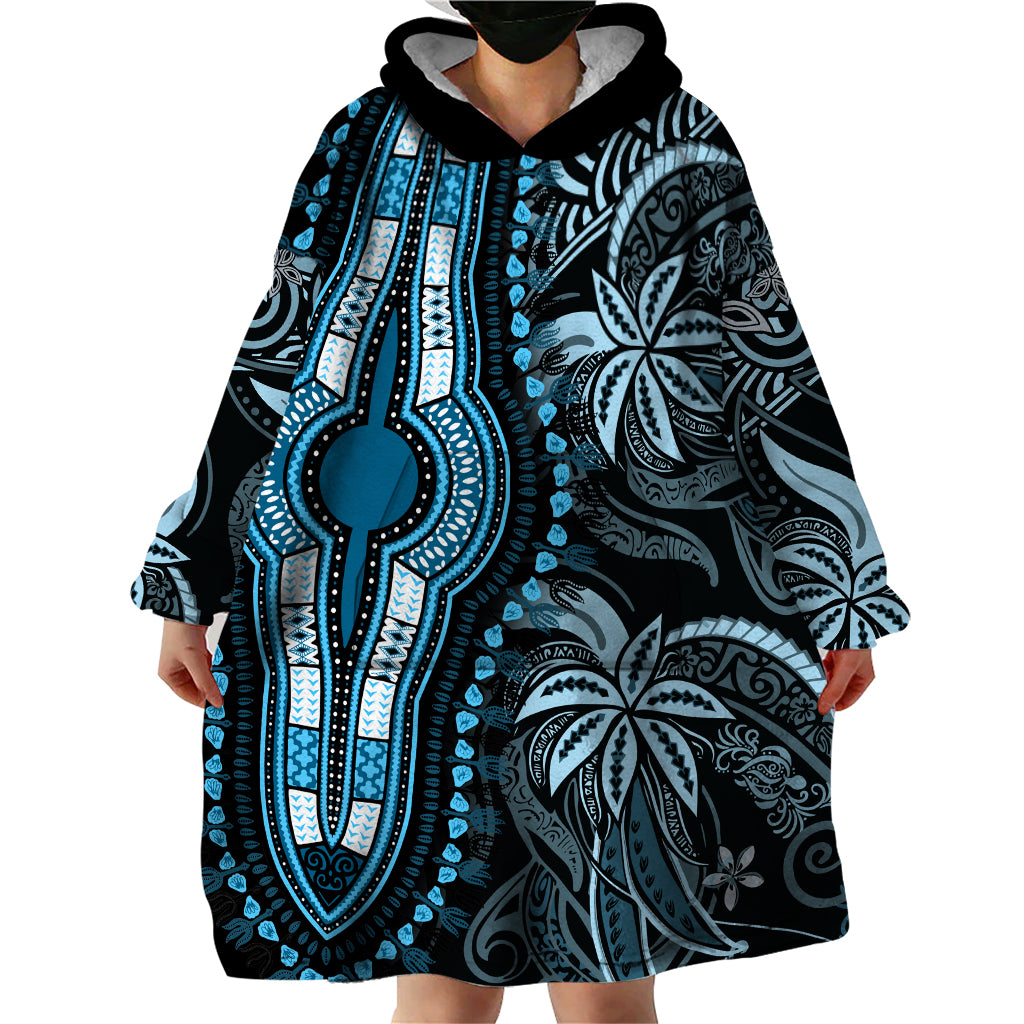 Polynesia Dashiki Wearable Blanket Hoodie Polynesia and Africa Traditional Special Together Blue LT9 - Polynesian Pride