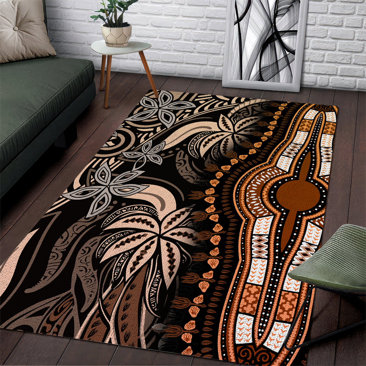 Polynesia Dashiki Area Rug Polynesia and Africa Traditional Special Together Gold LT9 Gold - Polynesian Pride