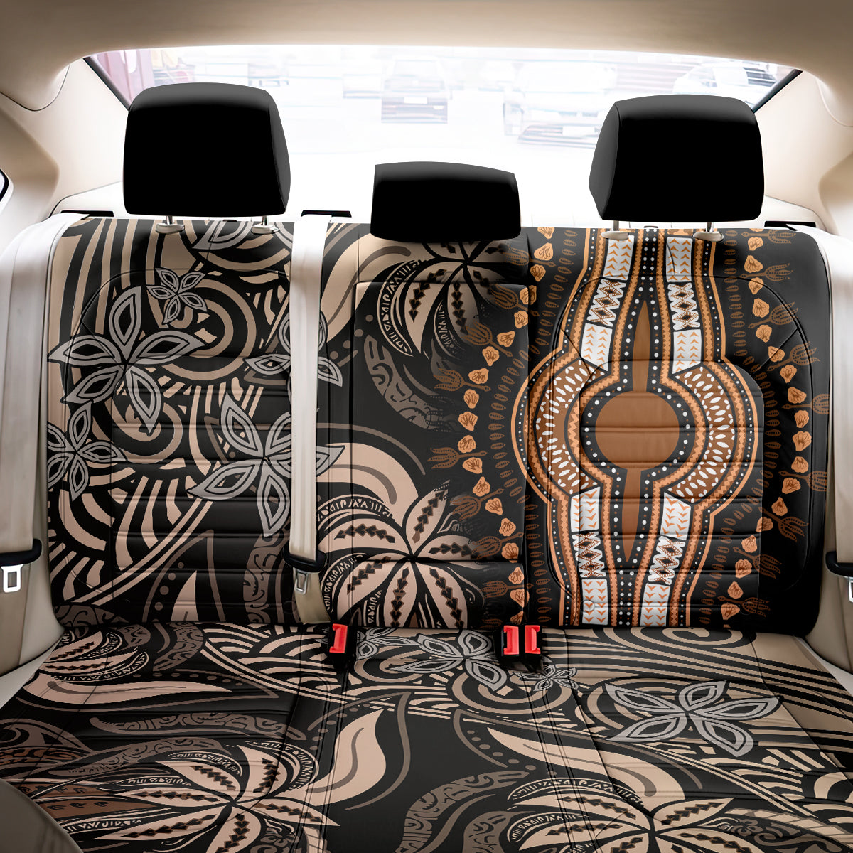 Polynesia Dashiki Back Car Seat Cover Polynesia and Africa Traditional Special Together Gold