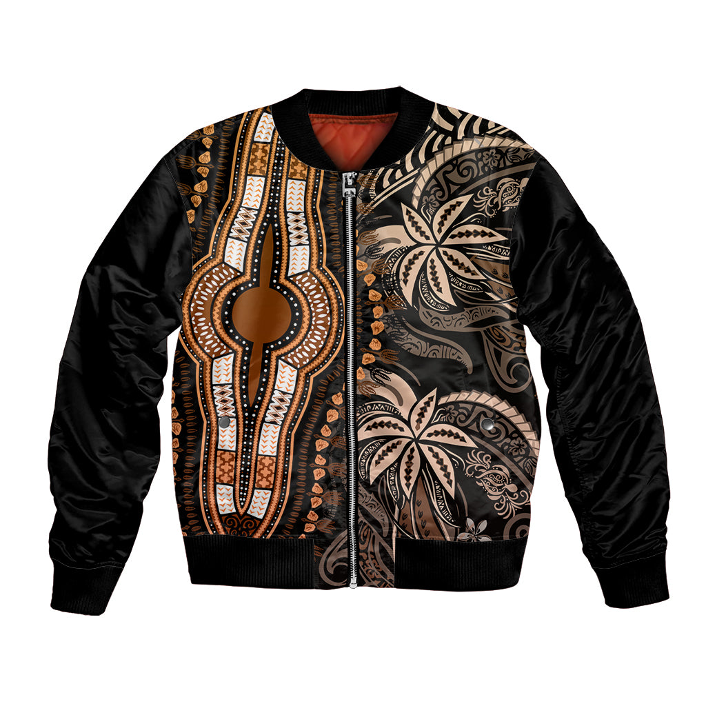 Polynesia Dashiki Bomber Jacket Polynesia and Africa Traditional Special Together Gold LT9 Unisex Gold - Polynesian Pride